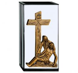 STAINLESS STEEL VASE WHIT DESCENT FROM THE CROSS IN BRONZE